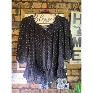 Size Medium Black American Living Sheer Blouse